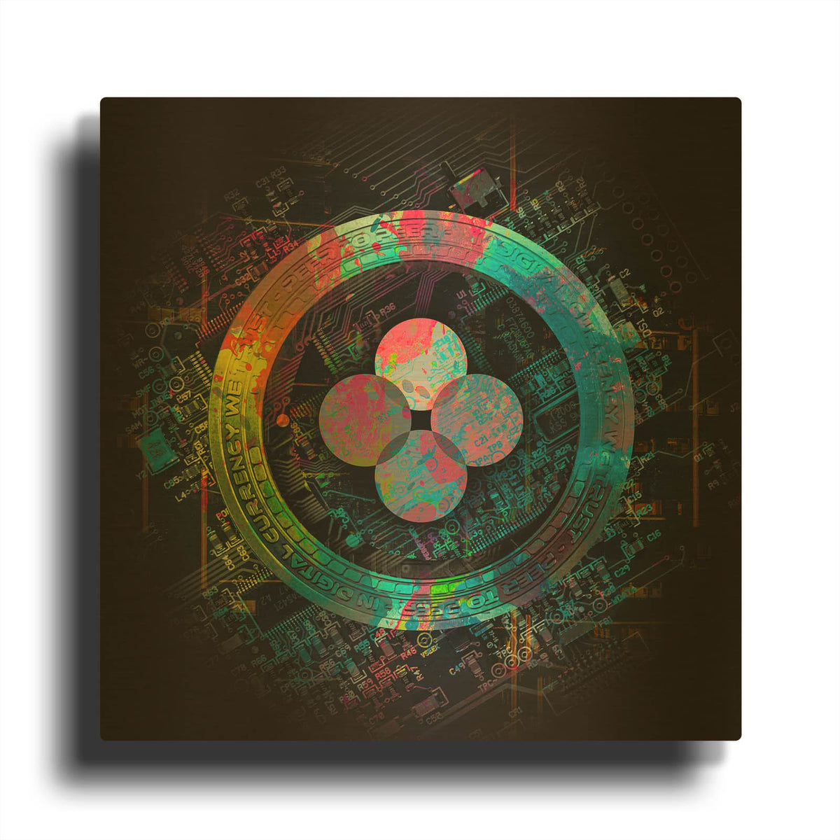 'OKB Crypto Giga Coin' By Epic Portfolio Gold Metal Wall Art