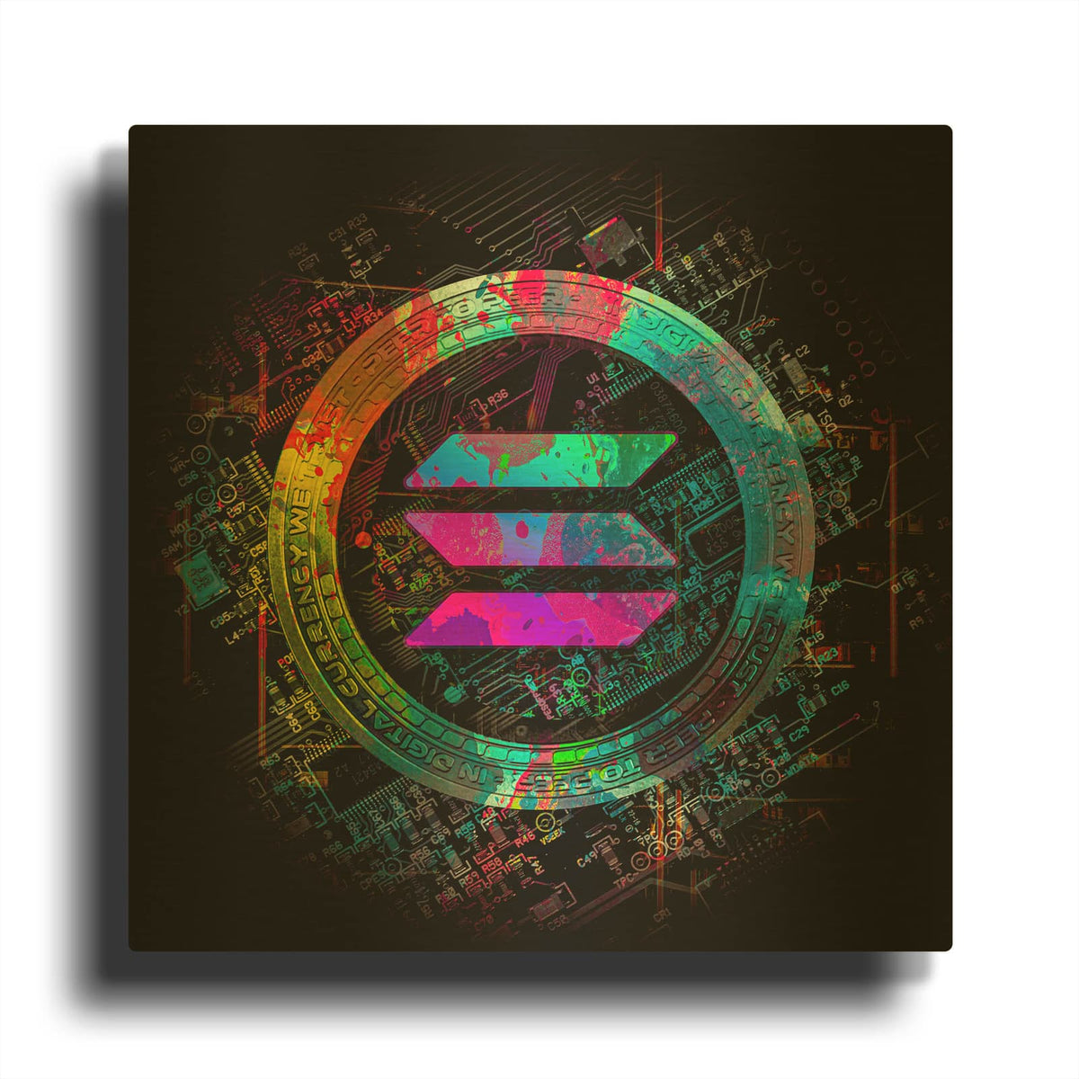 'Solana Crypto Giga Coin' By Epic Portfolio Gold Metal Wall Art