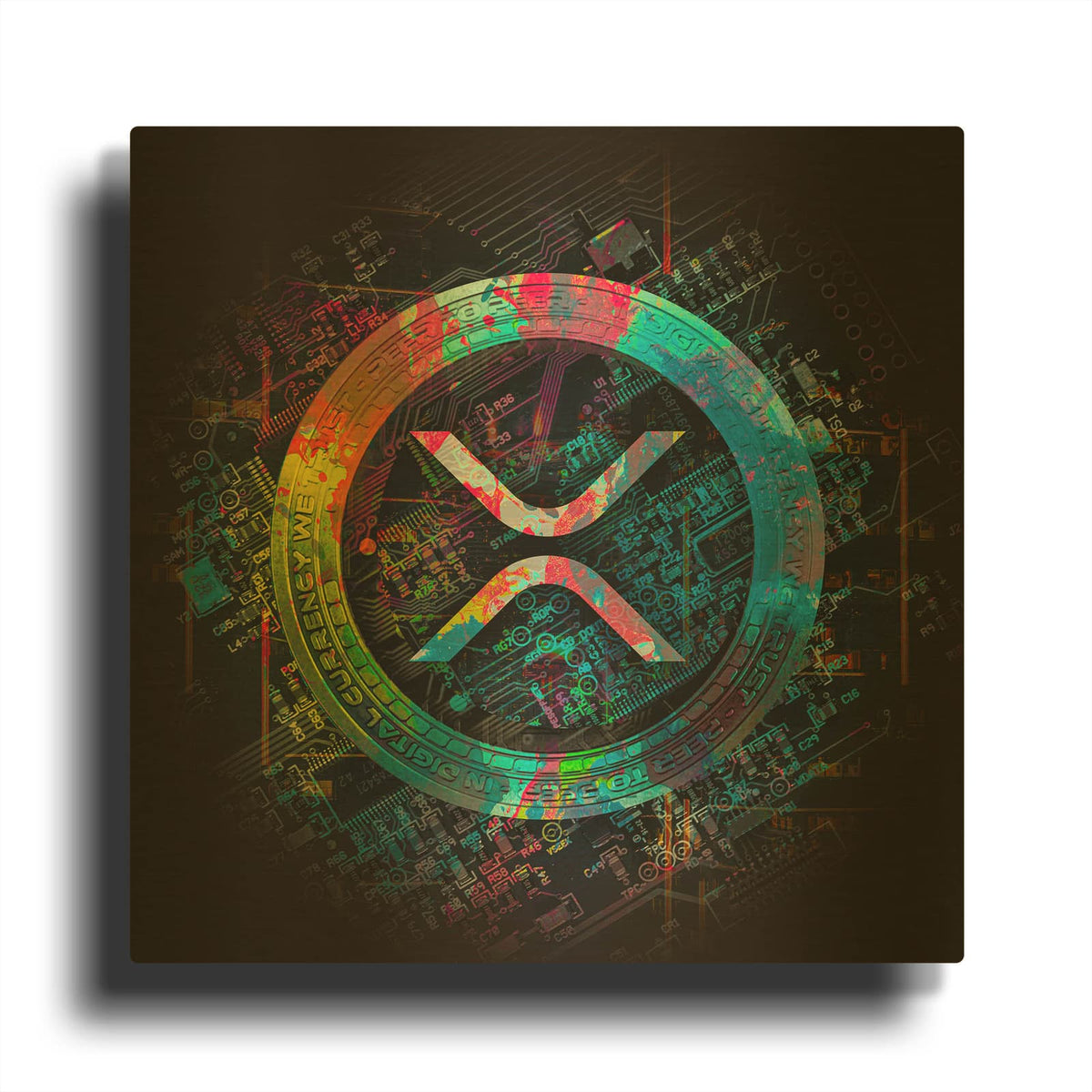 'XRP Crypto Giga Coin' By Epic Portfolio Gold Metal Wall Art