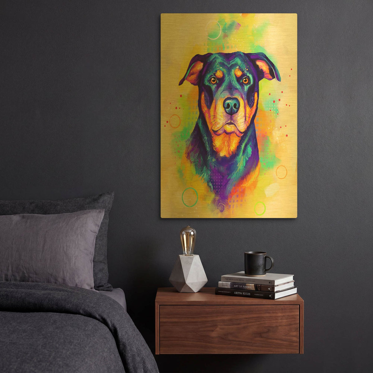 'Pop Art Rottweiler' By Furbaby Affiliates Gold Metal Wall Art