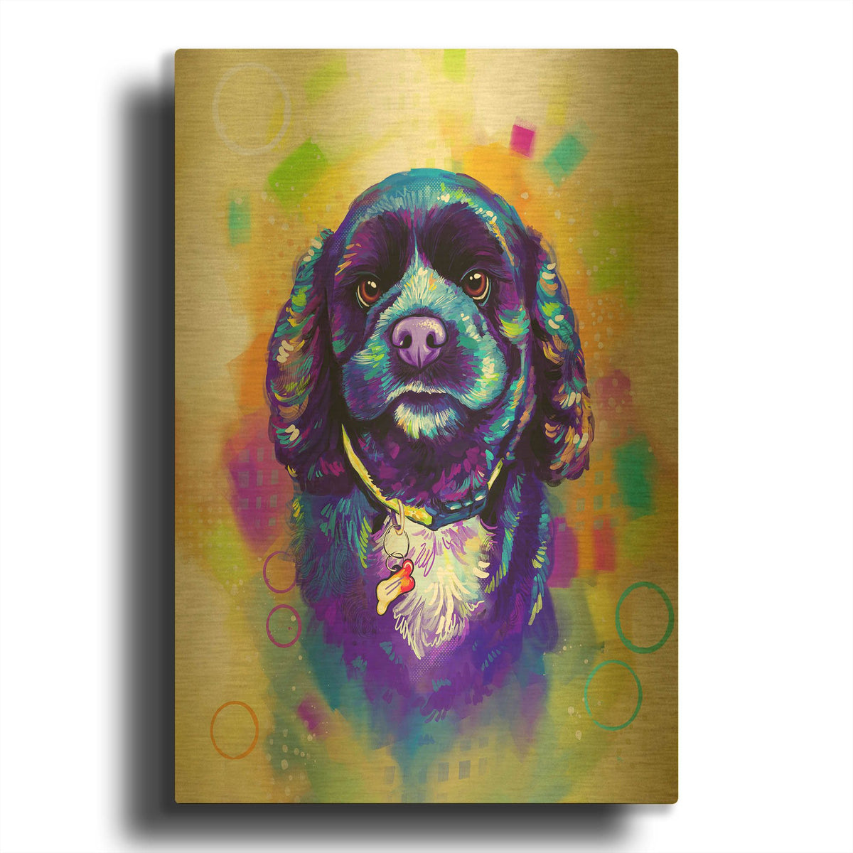 'Pop Art Cocker Spaniel' By Furbaby Affiliates Gold Metal Wall Art