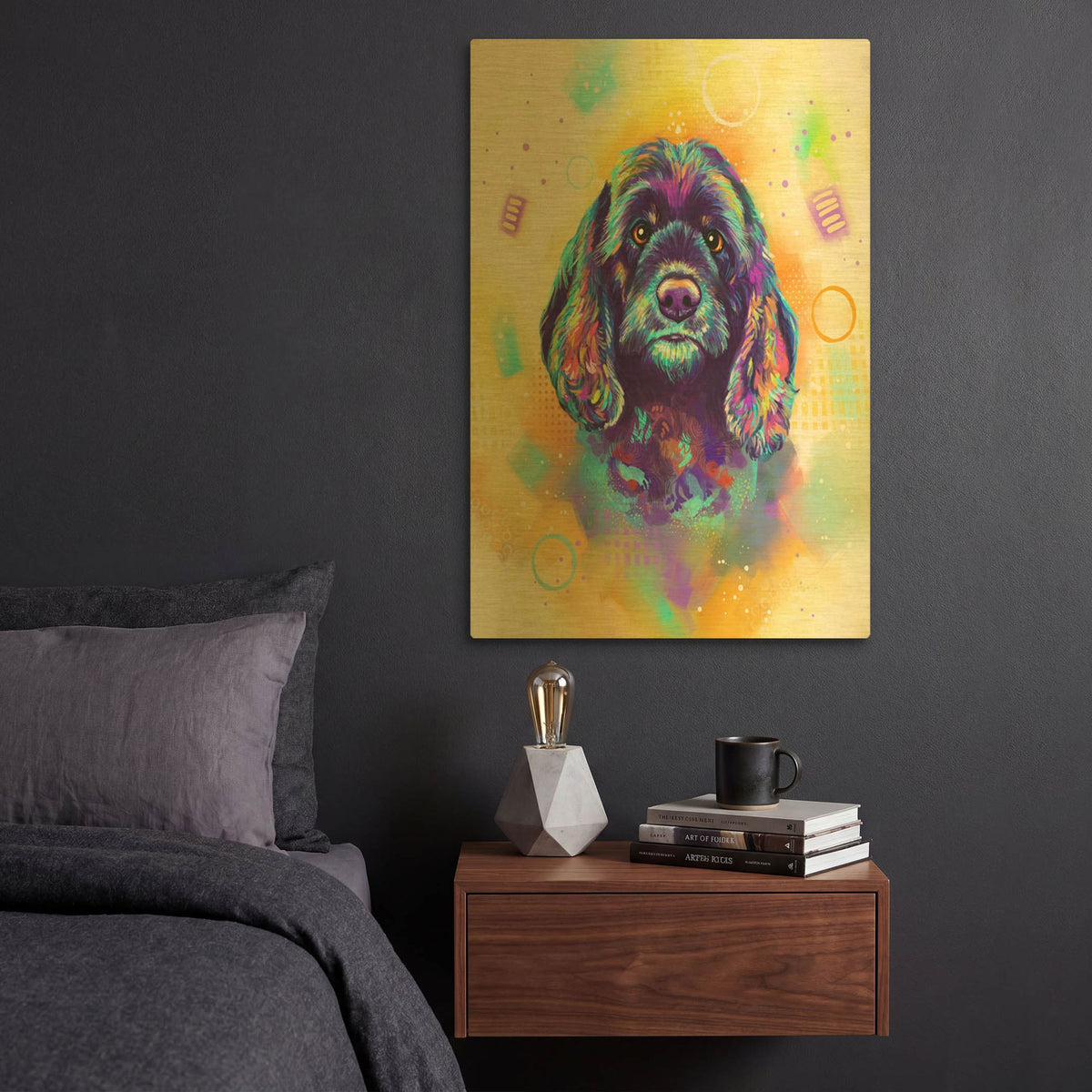 'Pop Art Cocker Spaniel 2' By Furbaby Affiliates Gold Metal Wall Art