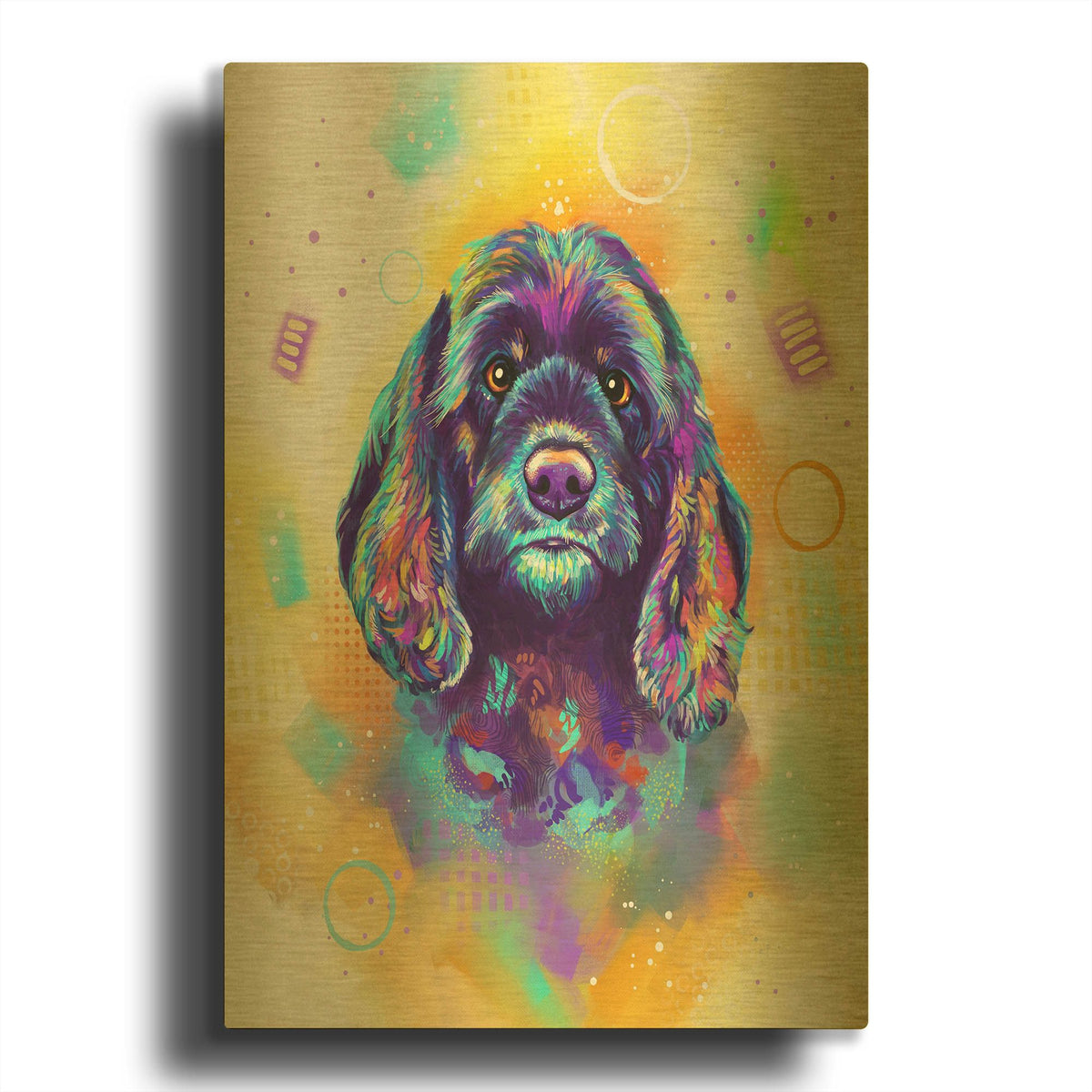 'Pop Art Cocker Spaniel 2' By Furbaby Affiliates Gold Metal Wall Art
