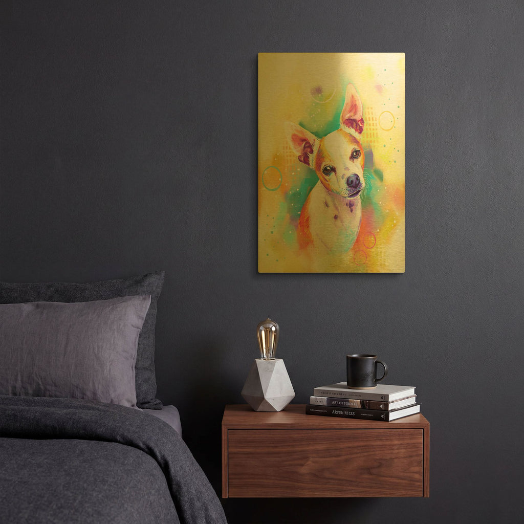 'Pop Art Chihuahua 3' By Furbaby Affiliates Gold Metal Wall Art
