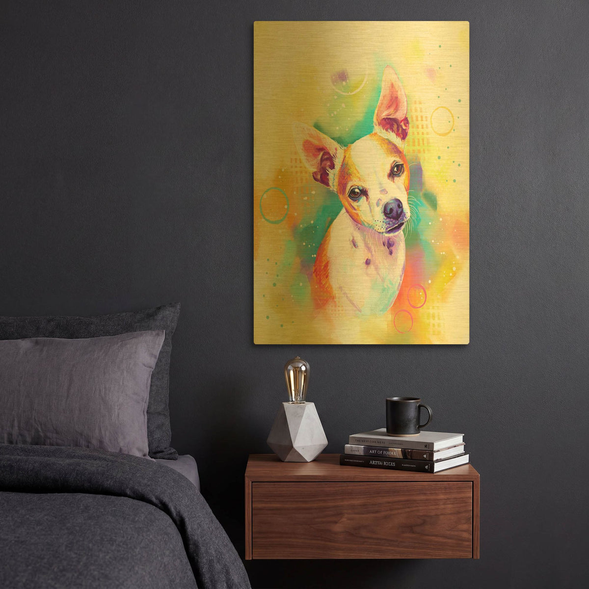'Pop Art Chihuahua 3' By Furbaby Affiliates Gold Metal Wall Art