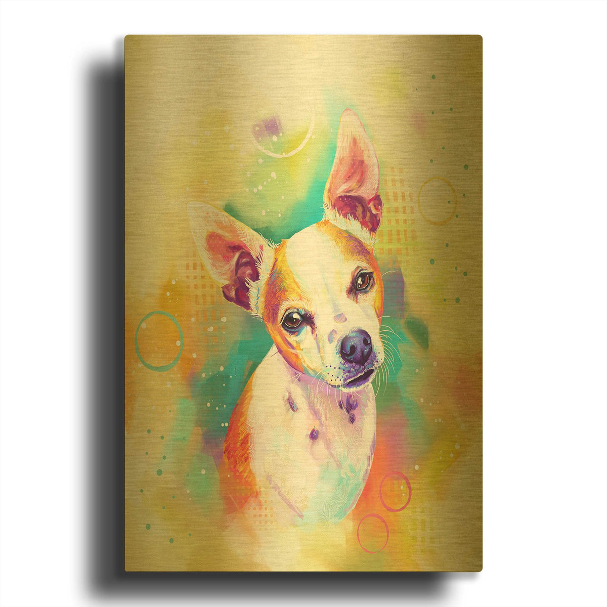 'Pop Art Chihuahua 3' By Furbaby Affiliates Gold Metal Wall Art