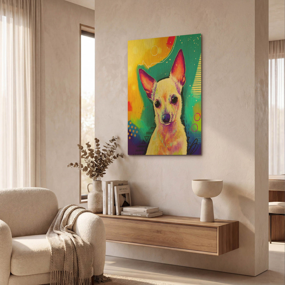 'Pop Art Chihuahua 2' By Furbaby Affiliates Gold Metal Wall Art