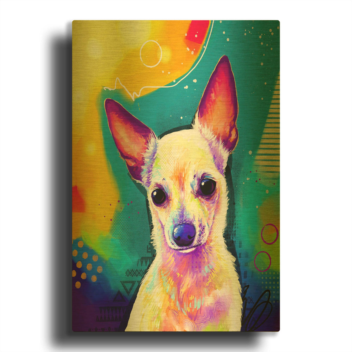 'Pop Art Chihuahua 2' By Furbaby Affiliates Gold Metal Wall Art