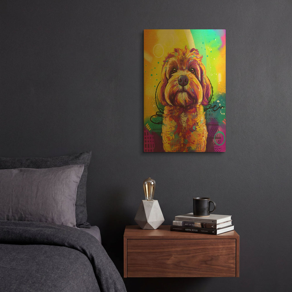 'Pop Art Cavipoo' By Furbaby Affiliates Gold Metal Wall Art