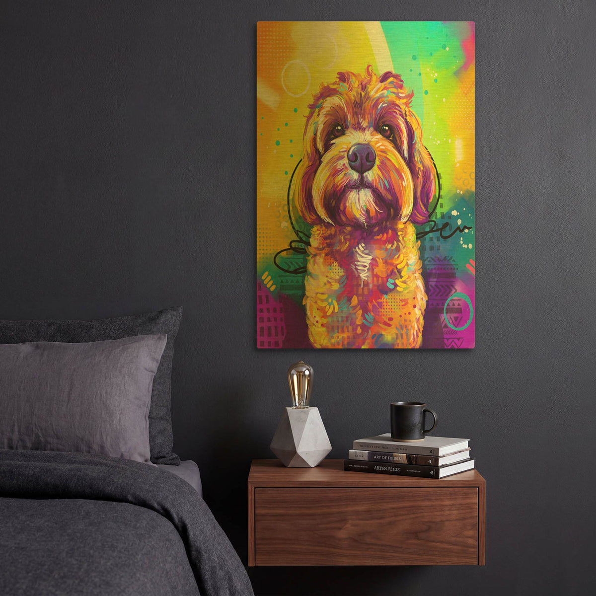 'Pop Art Cavipoo' By Furbaby Affiliates Gold Metal Wall Art