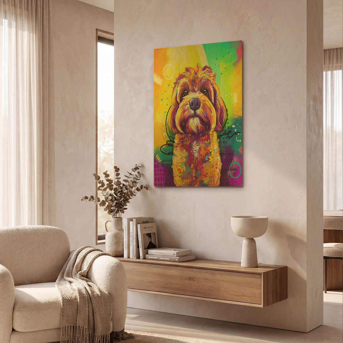 'Pop Art Cavipoo' By Furbaby Affiliates Gold Metal Wall Art