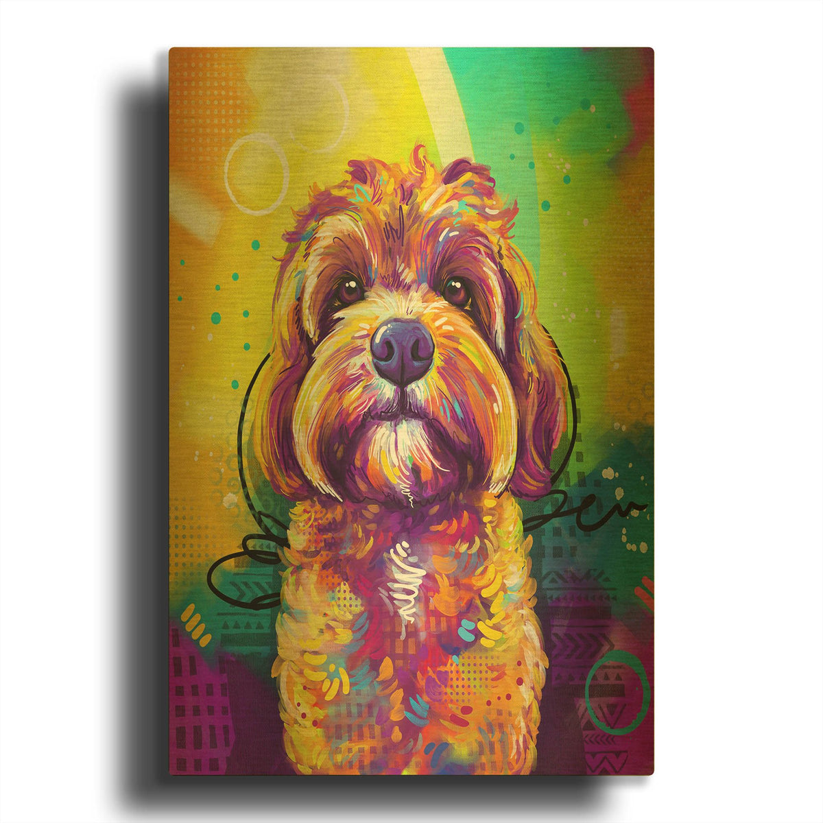 'Pop Art Cavipoo' By Furbaby Affiliates Gold Metal Wall Art