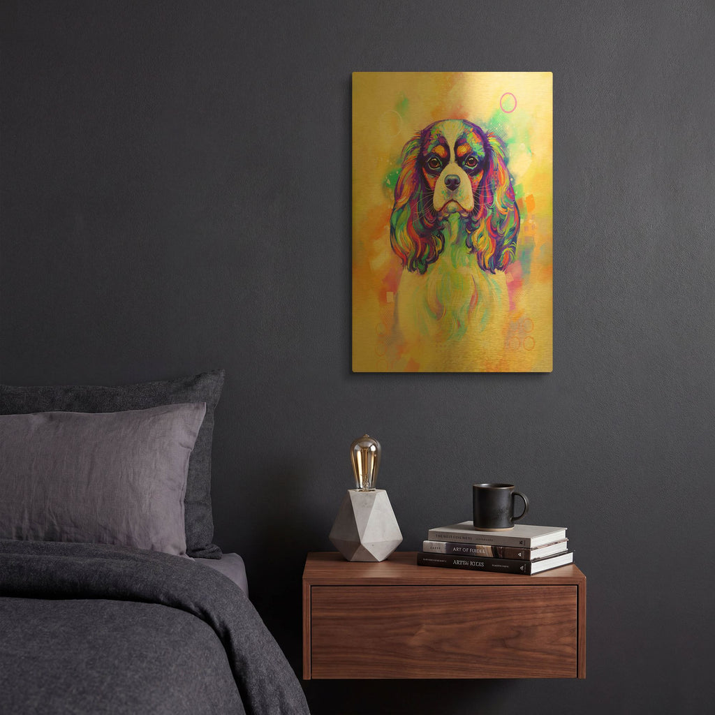 'Pop Art Cavalier King Charles Spaniel' By Furbaby Affiliates Gold Metal Wall Art
