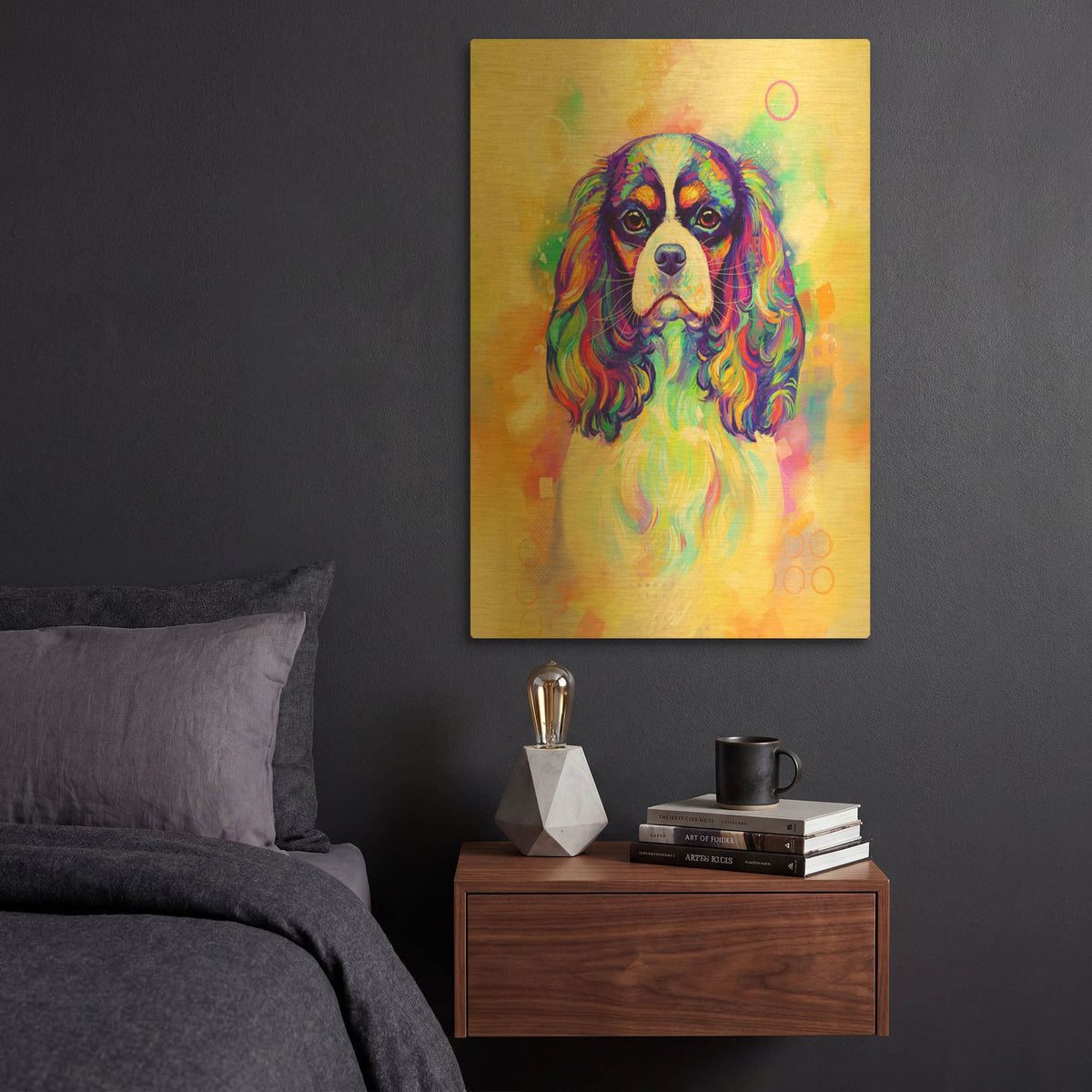 'Pop Art Cavalier King Charles Spaniel' By Furbaby Affiliates Gold Metal Wall Art