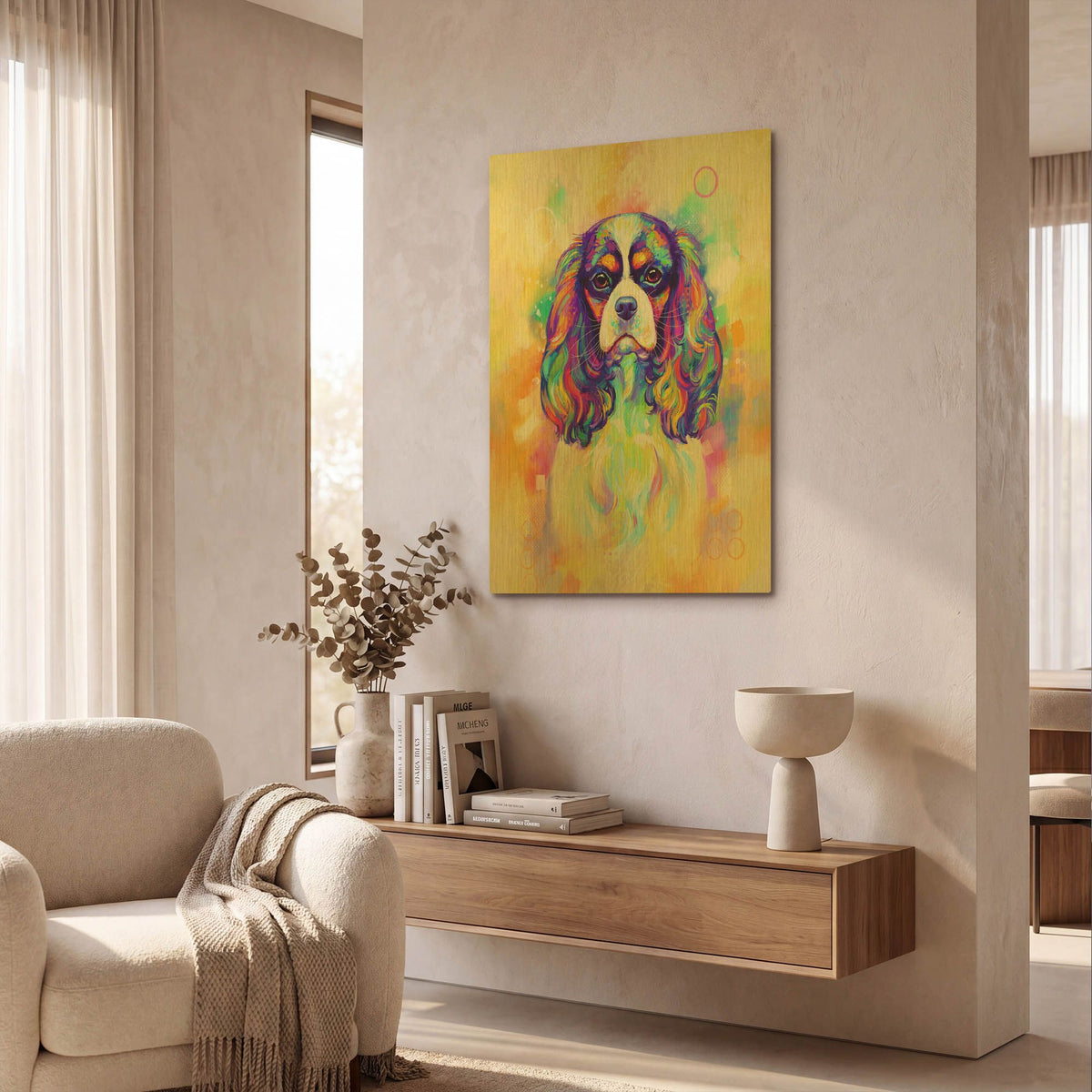'Pop Art Cavalier King Charles Spaniel' By Furbaby Affiliates Gold Metal Wall Art