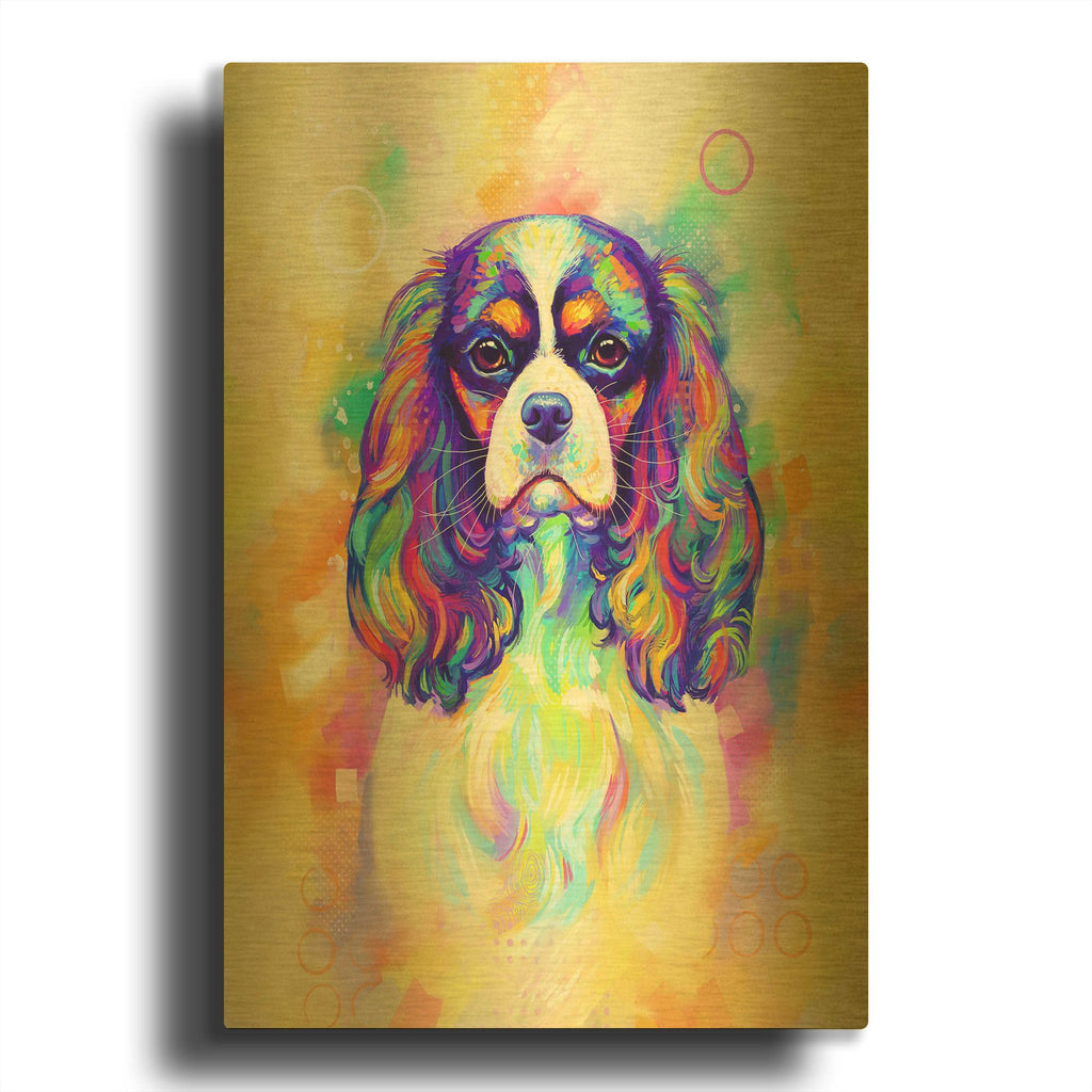 'Pop Art Cavalier King Charles Spaniel' By Furbaby Affiliates Gold Metal Wall Art