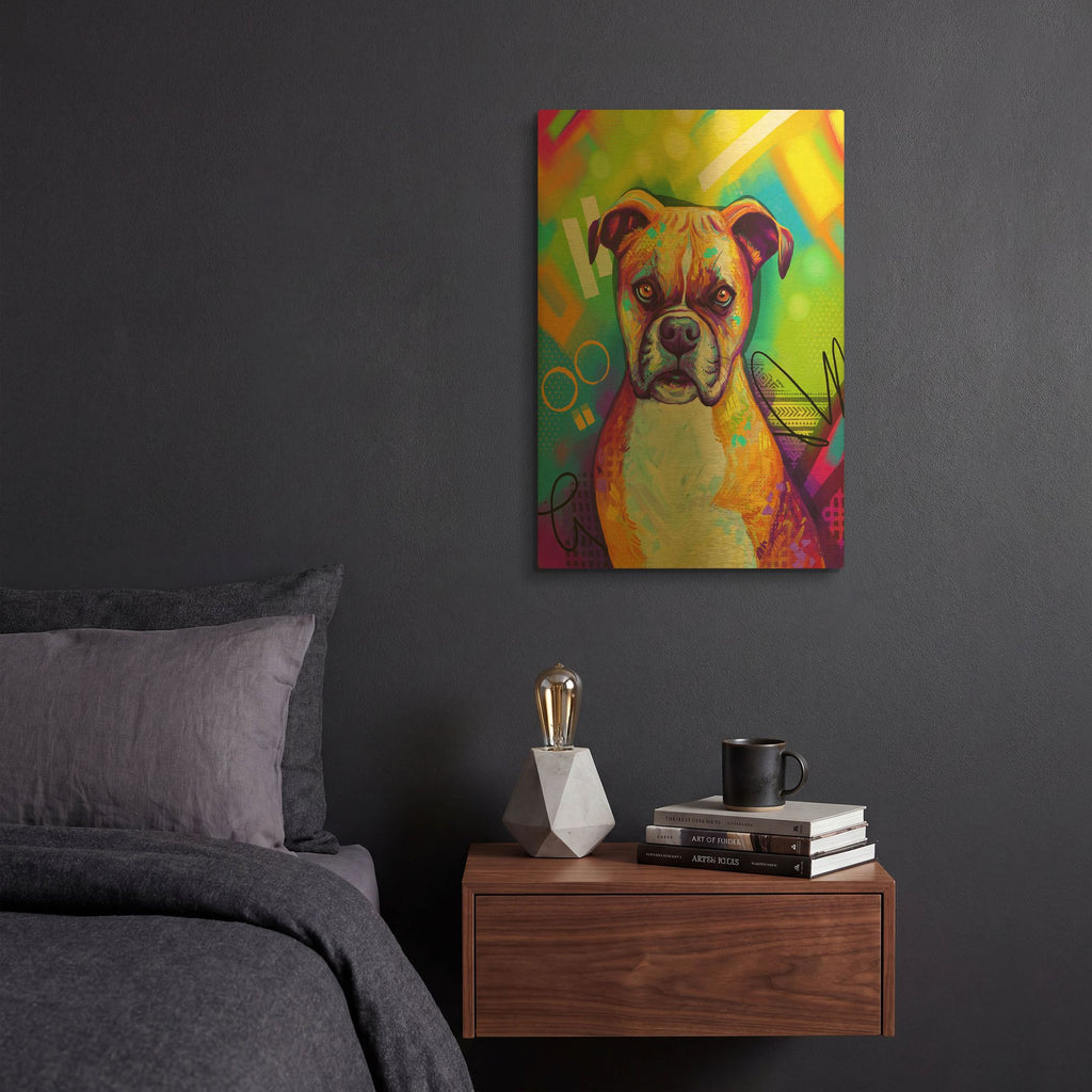 'Pop Art Boxer' By Furbaby Affiliates Gold Metal Wall Art