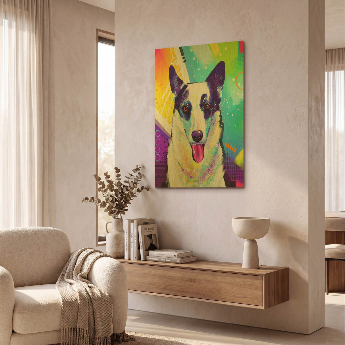 'Pop Art Border Collie' By Furbaby Affiliates Gold Metal Wall Art