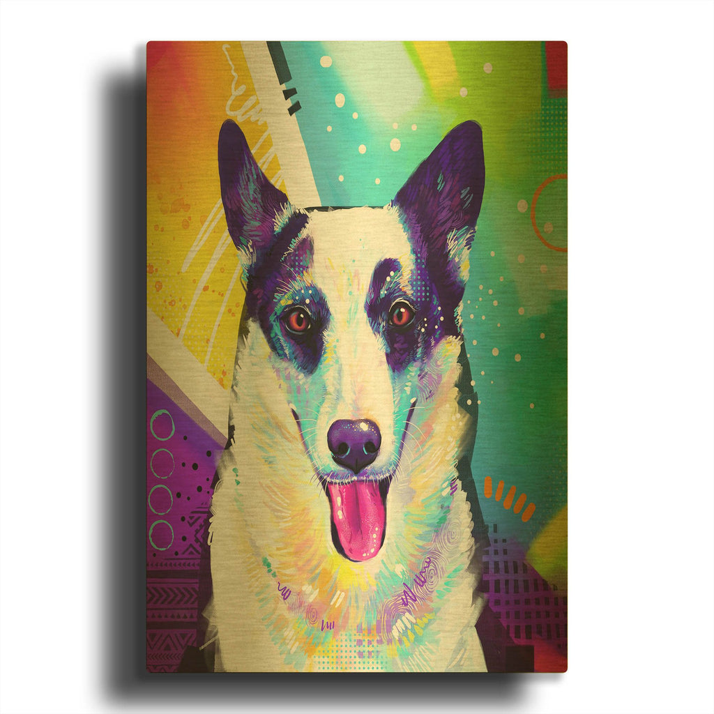 'Pop Art Border Collie' By Furbaby Affiliates Gold Metal Wall Art