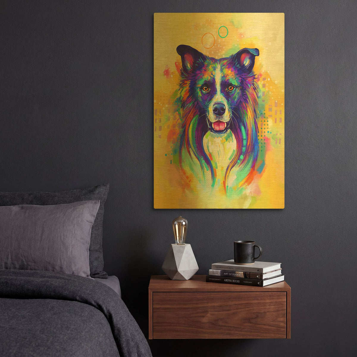 'Pop Art Border Collie 2' By Furbaby Affiliates Gold Metal Wall Art