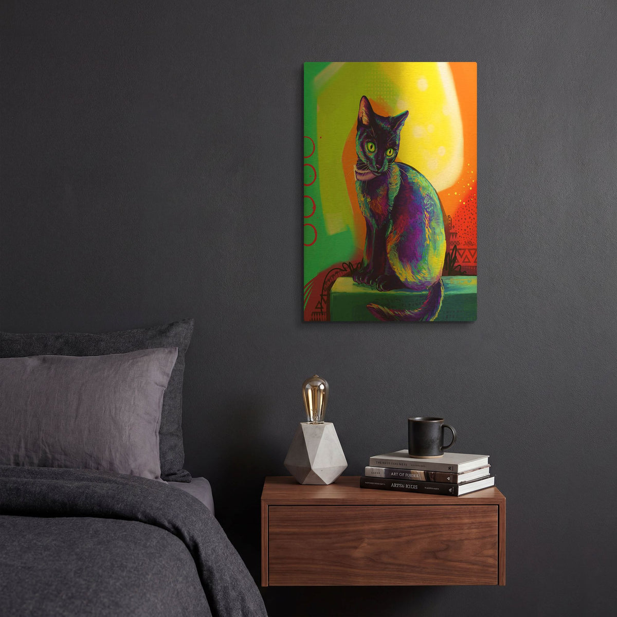 'Pop Art Black Cat' By Furbaby Affiliates Gold Metal Wall Art