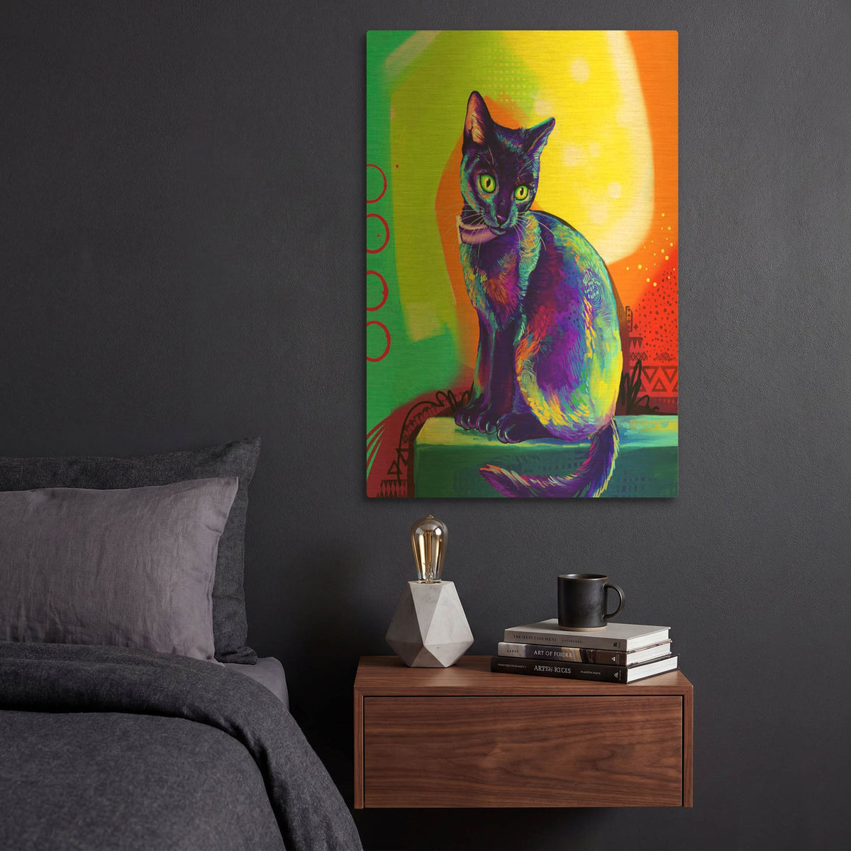 'Pop Art Black Cat' By Furbaby Affiliates Gold Metal Wall Art