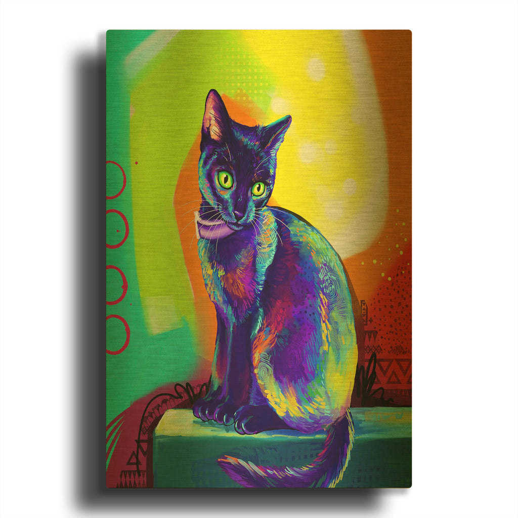 'Pop Art Black Cat' By Furbaby Affiliates Gold Metal Wall Art