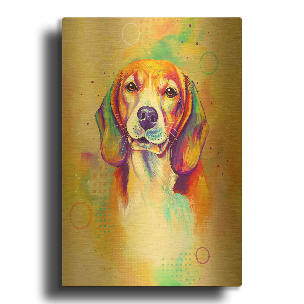 'Pop Art Beagle 3' By Furbaby Affiliates Gold Metal Wall Art