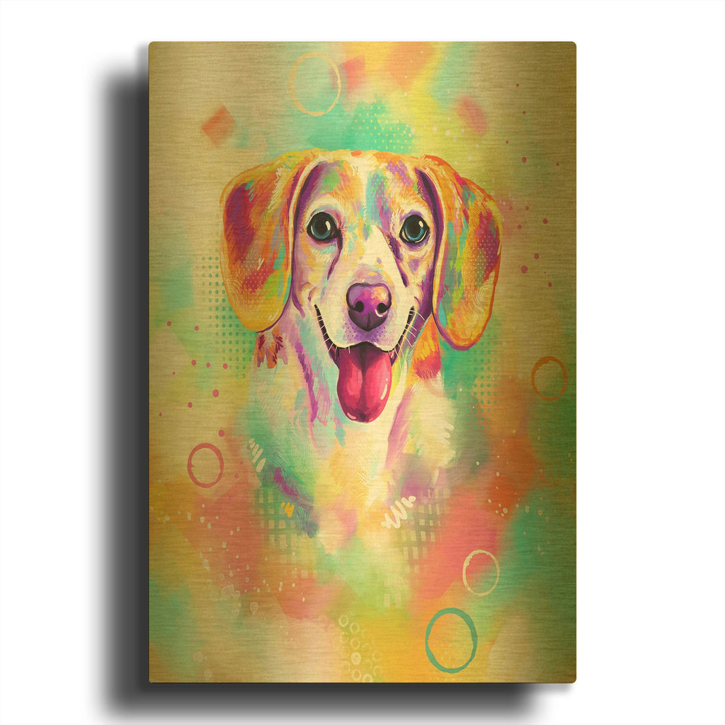 'Pop Art Beagle 2' By Furbaby Affiliates Gold Metal Wall Art