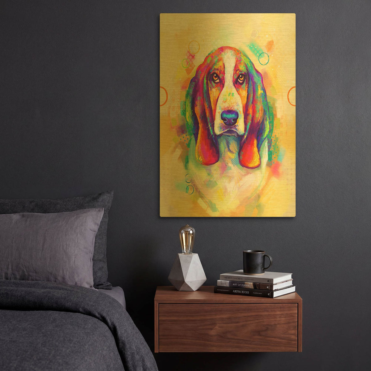 'Pop Art Basset Hound' By Furbaby Affiliates Gold Metal Wall Art