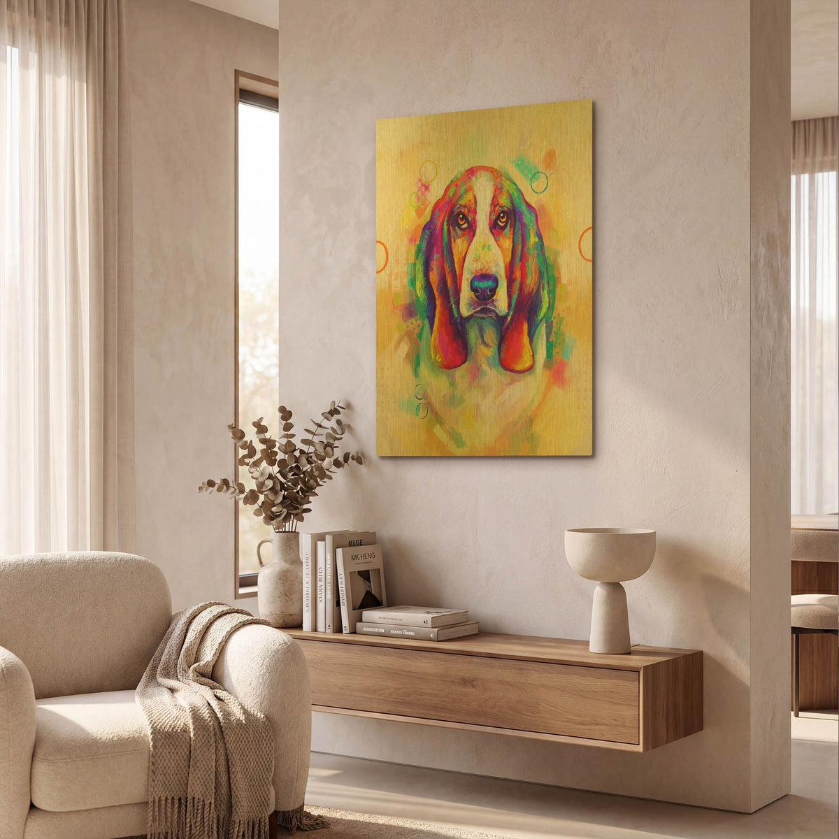 'Pop Art Basset Hound' By Furbaby Affiliates Gold Metal Wall Art