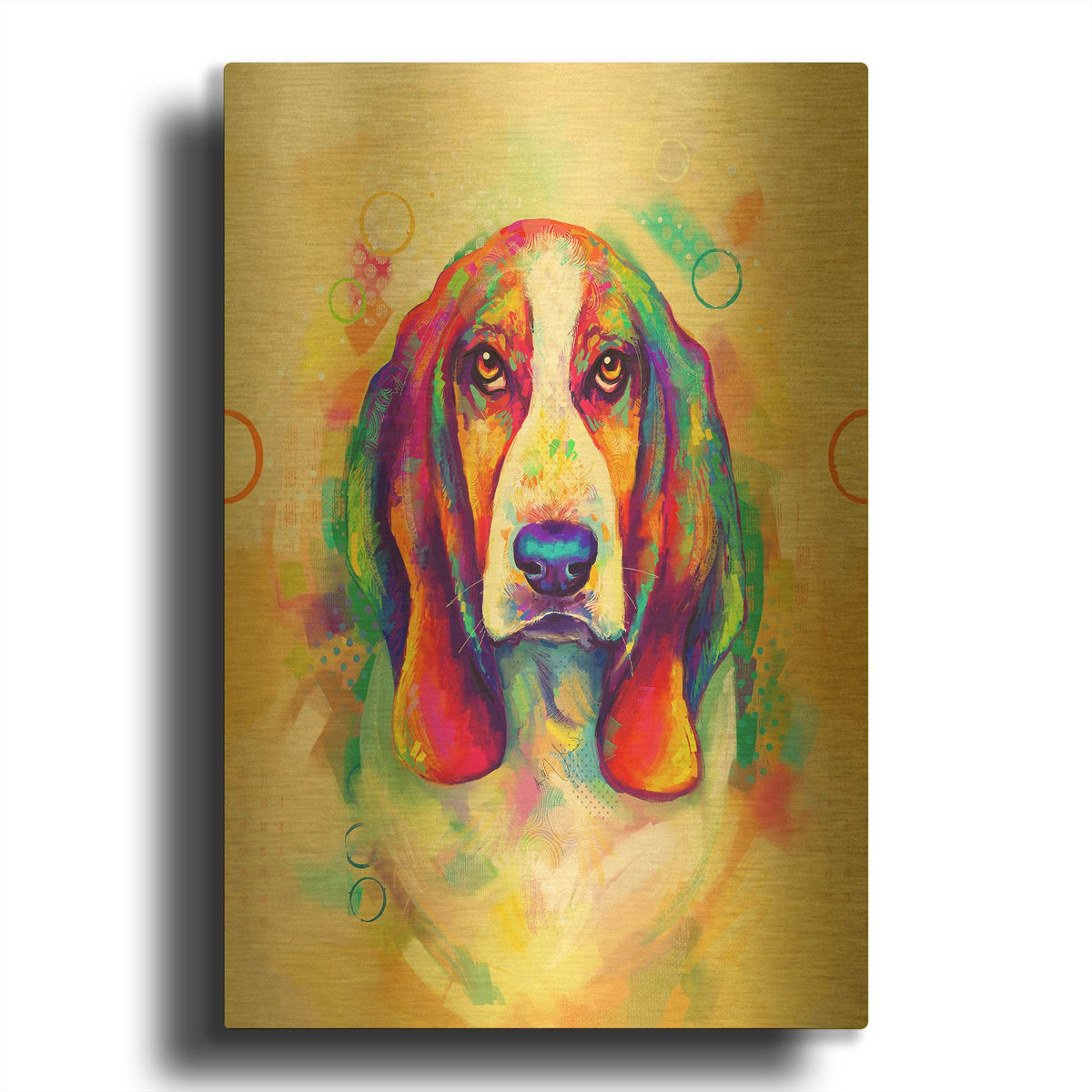 'Pop Art Basset Hound' By Furbaby Affiliates Gold Metal Wall Art