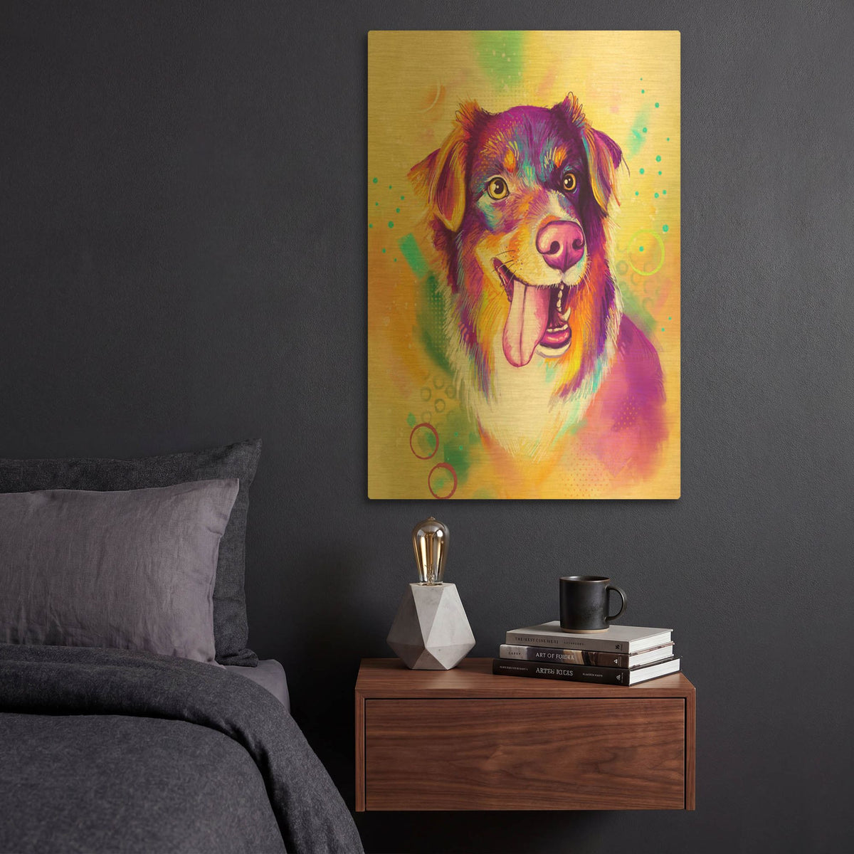 'Pop Art Australian Shepherd' By Furbaby Affiliates Gold Metal Wall Art