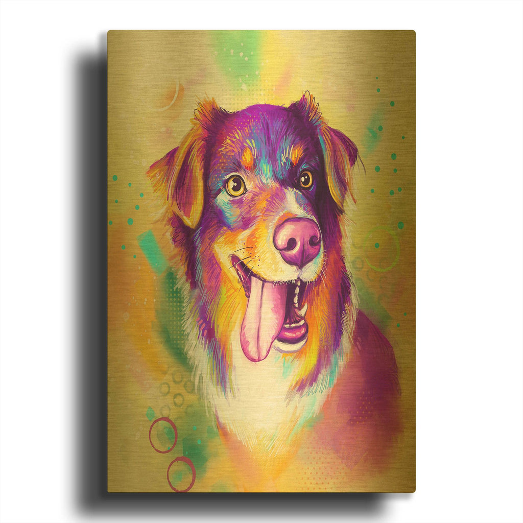 'Pop Art Australian Shepherd' By Furbaby Affiliates Gold Metal Wall Art