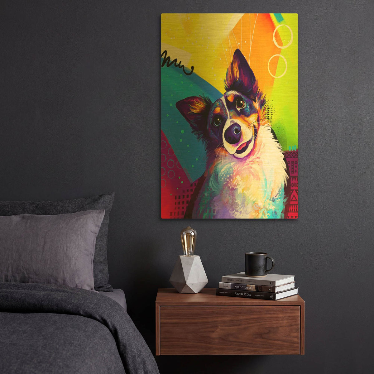 'Pop Art Australian Shepherd 3' By Furbaby Affiliates Gold Metal Wall Art