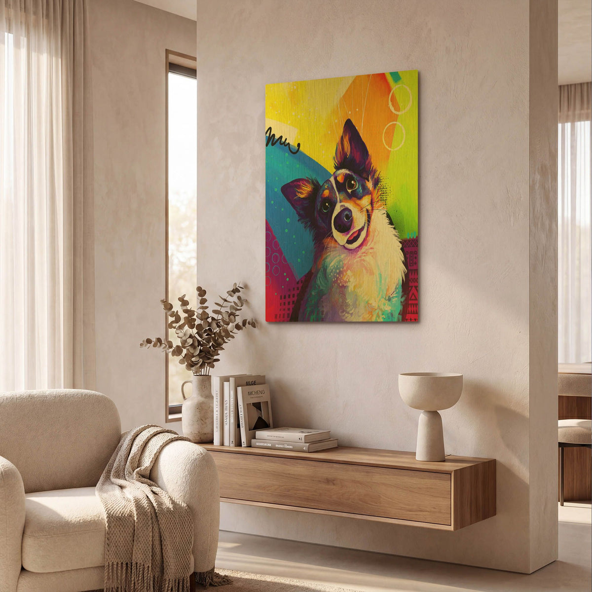 'Pop Art Australian Shepherd 3' By Furbaby Affiliates Gold Metal Wall Art