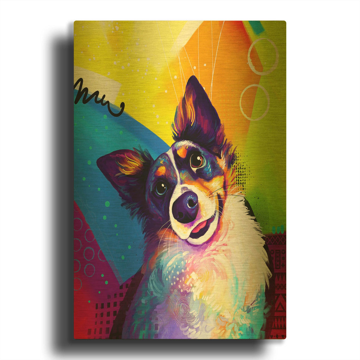 'Pop Art Australian Shepherd 3' By Furbaby Affiliates Gold Metal Wall Art