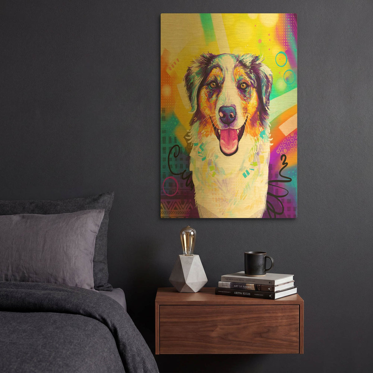 'Pop Art Australian Shepherd 2' By Furbaby Affiliates Gold Metal Wall Art