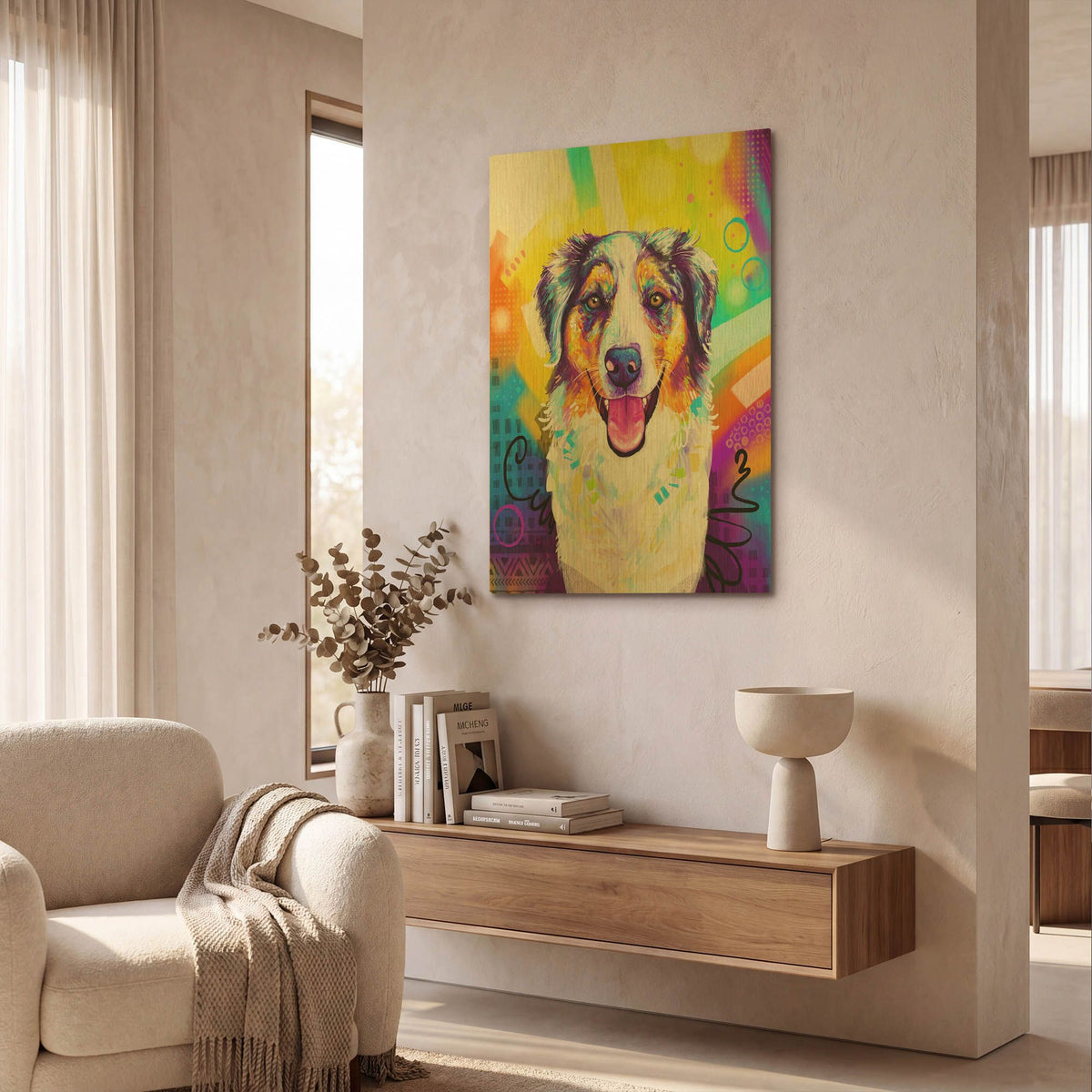 'Pop Art Australian Shepherd 2' By Furbaby Affiliates Gold Metal Wall Art
