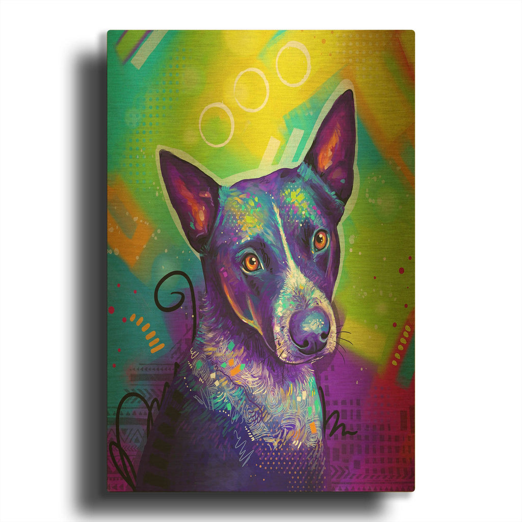 'Pop Art Australian Cattle Dog' By Furbaby Affiliates Gold Metal Wall Art