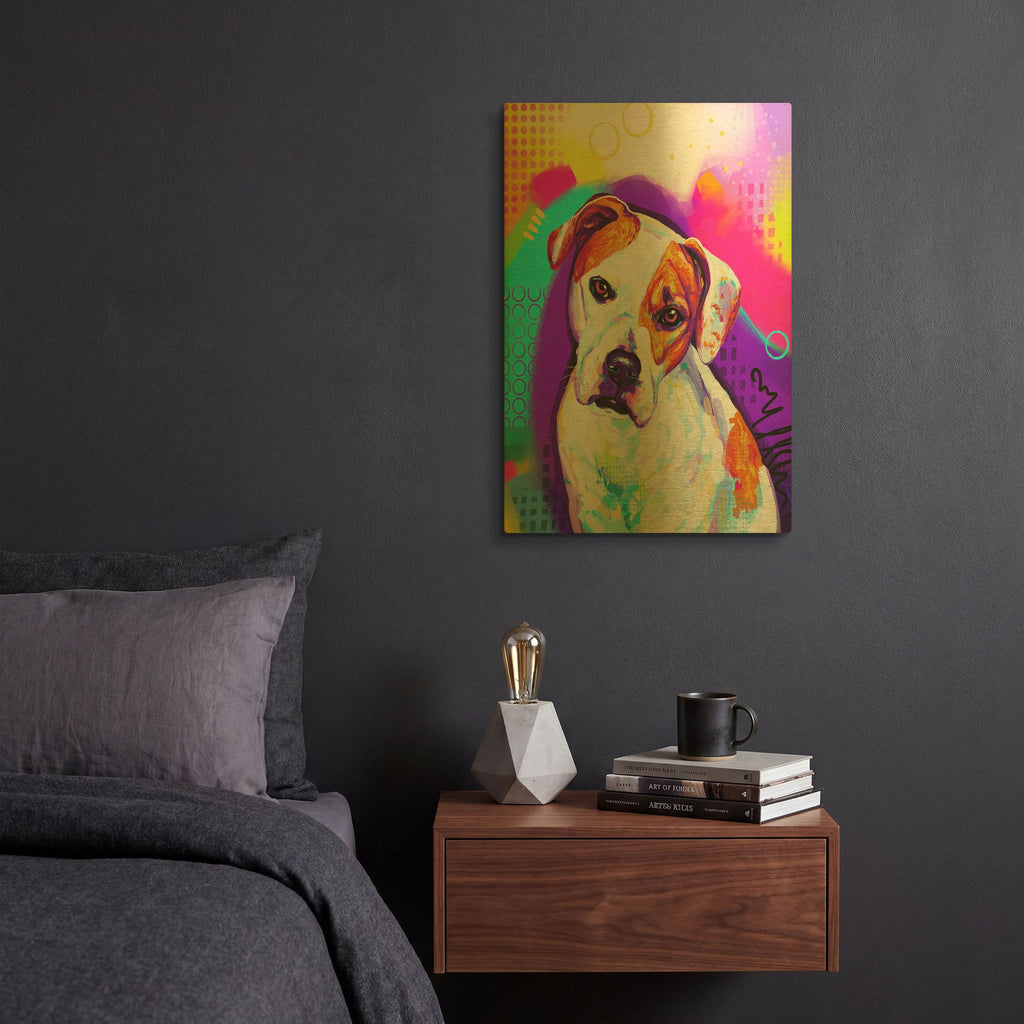 'Pop Art American Bulldog' By Furbaby Affiliates Gold Metal Wall Art