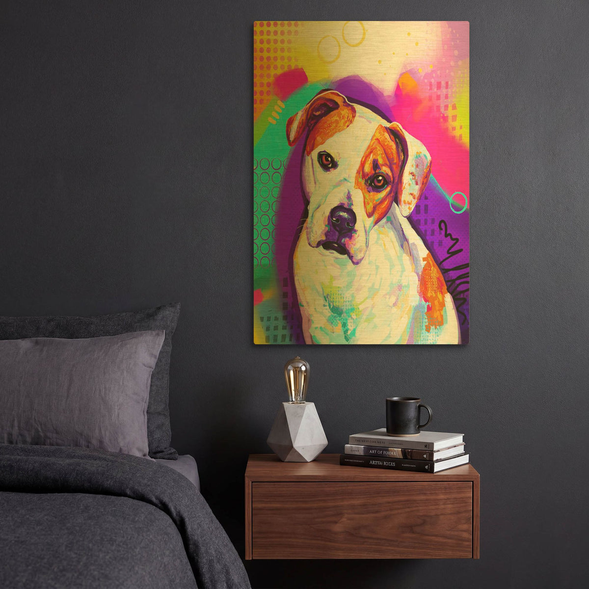 'Pop Art American Bulldog' By Furbaby Affiliates Gold Metal Wall Art