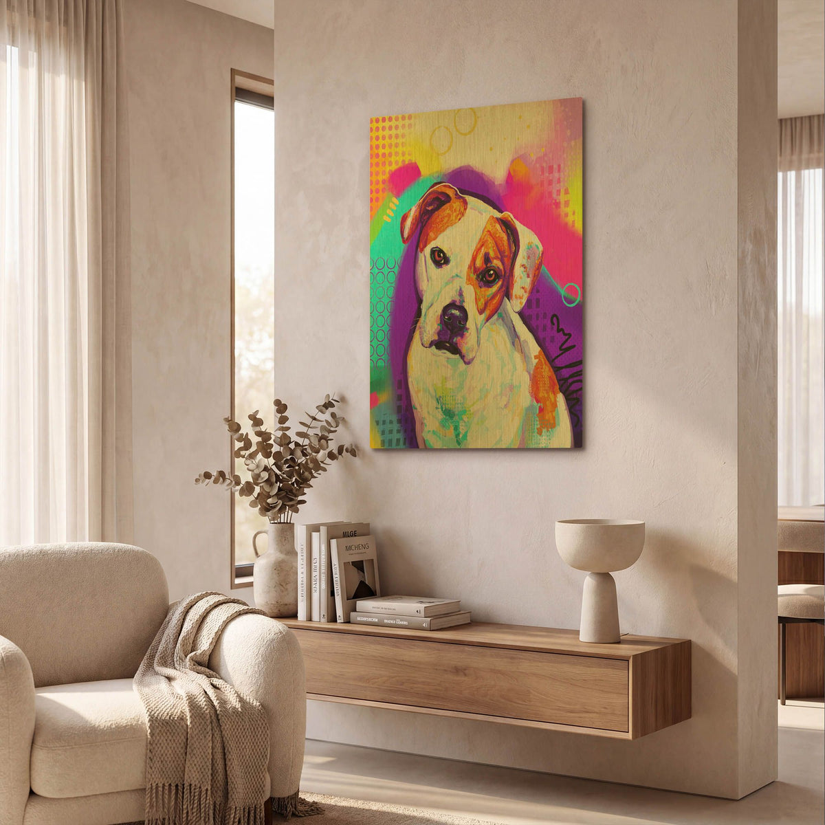 'Pop Art American Bulldog' By Furbaby Affiliates Gold Metal Wall Art