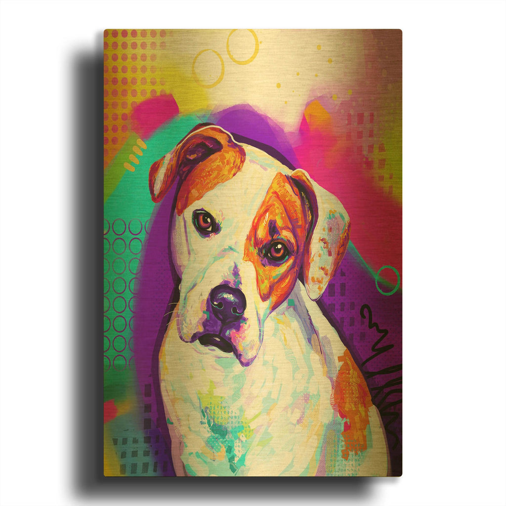 'Pop Art American Bulldog' By Furbaby Affiliates Gold Metal Wall Art