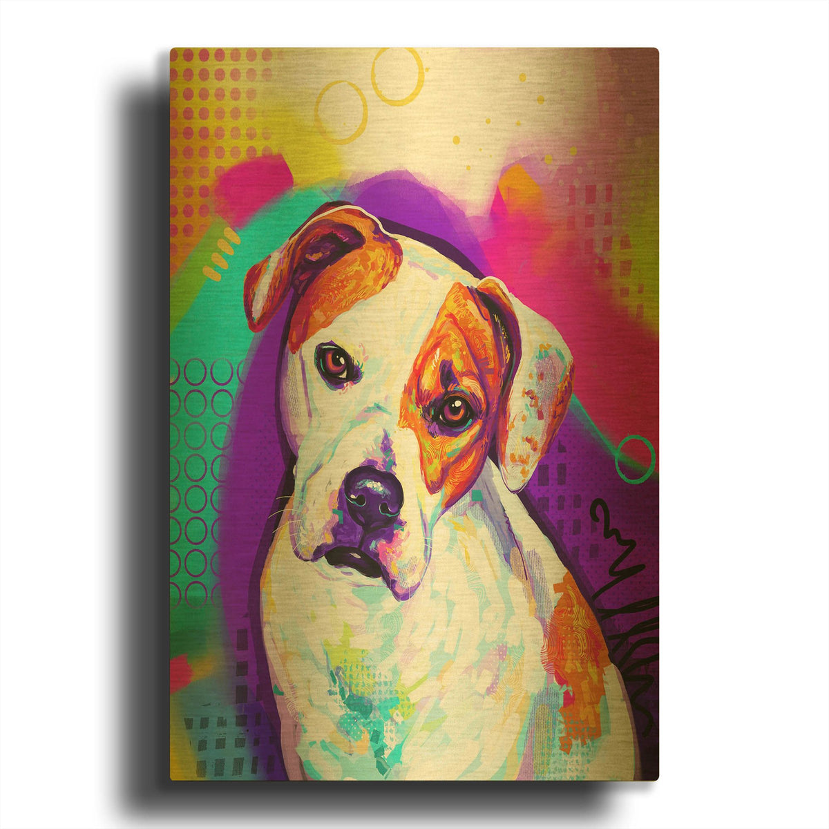 'Pop Art American Bulldog' By Furbaby Affiliates Gold Metal Wall Art