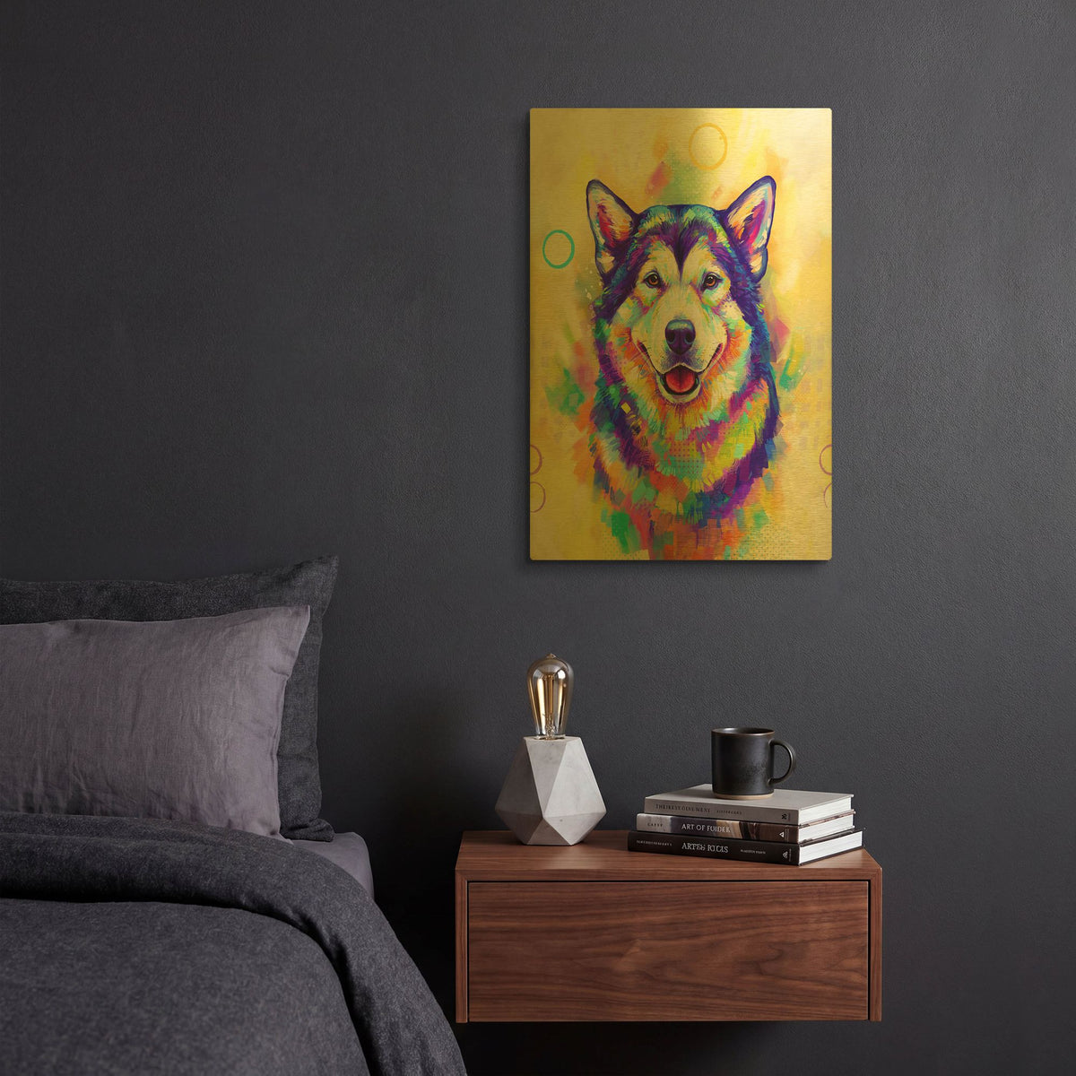 'Pop Art Alaskan Malamute' By Furbaby Affiliates Gold Metal Wall Art