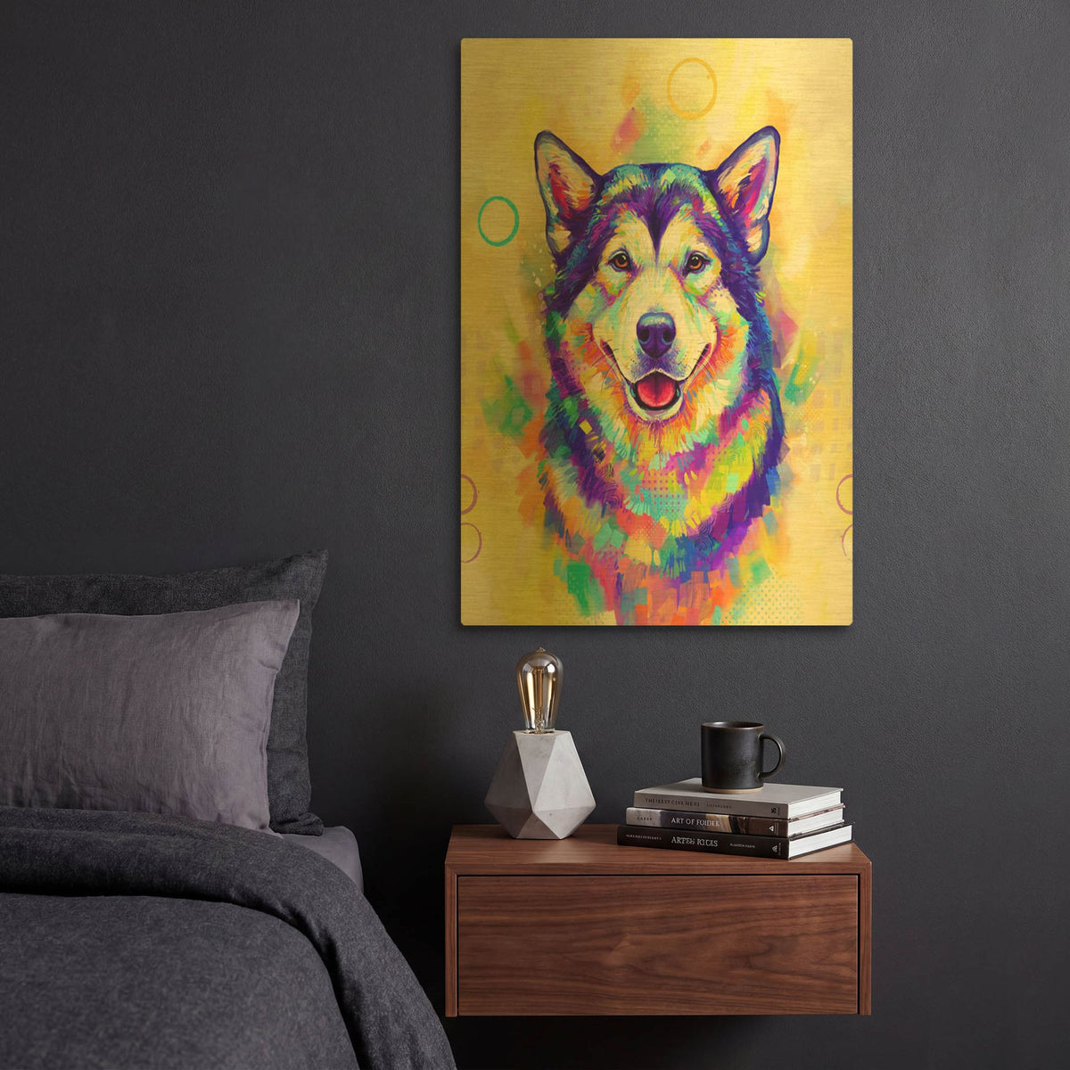 'Pop Art Alaskan Malamute' By Furbaby Affiliates Gold Metal Wall Art