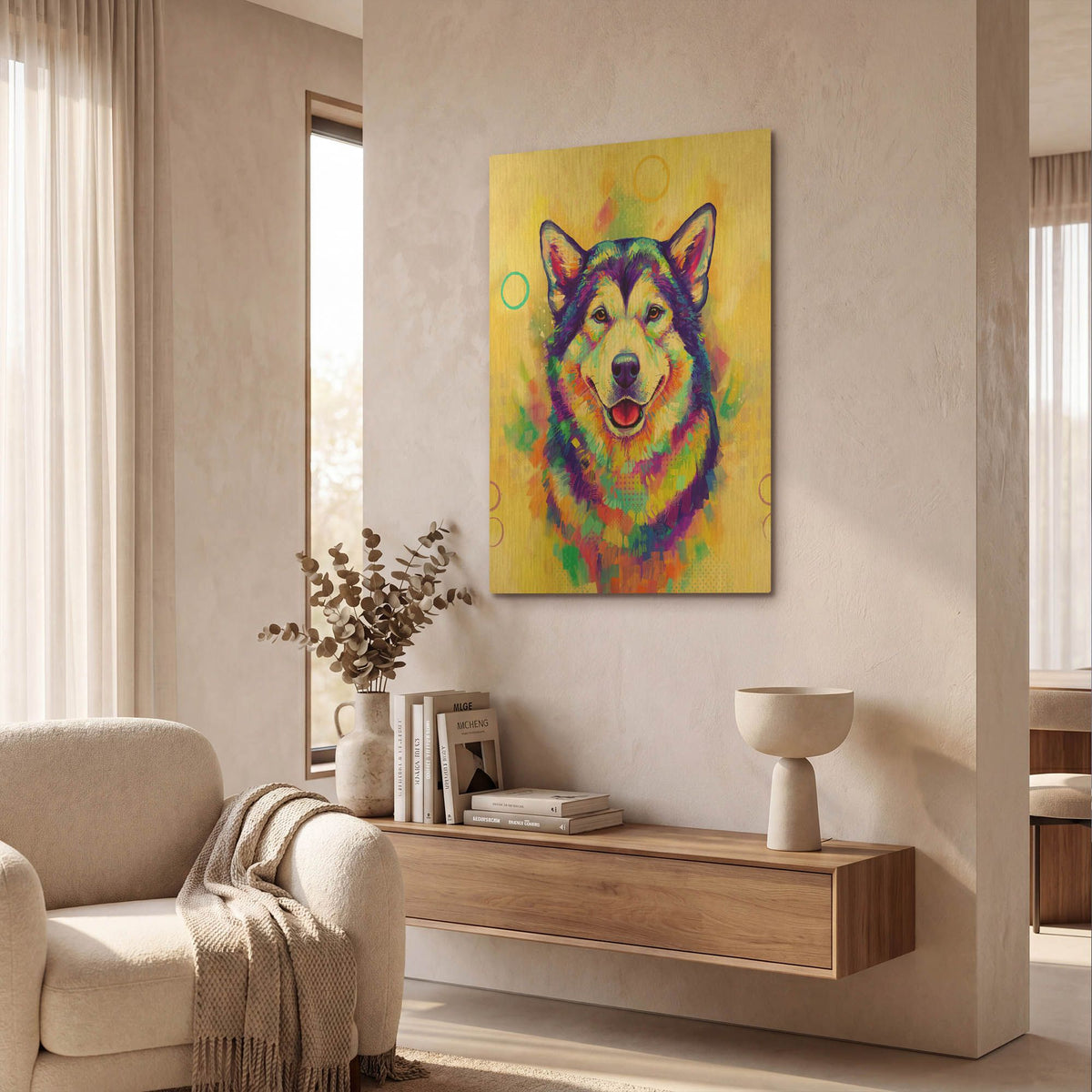 'Pop Art Alaskan Malamute' By Furbaby Affiliates Gold Metal Wall Art