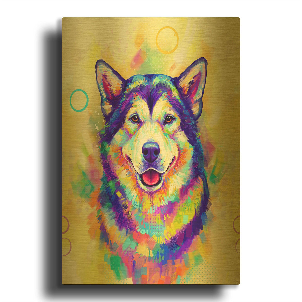 'Pop Art Alaskan Malamute' By Furbaby Affiliates Gold Metal Wall Art