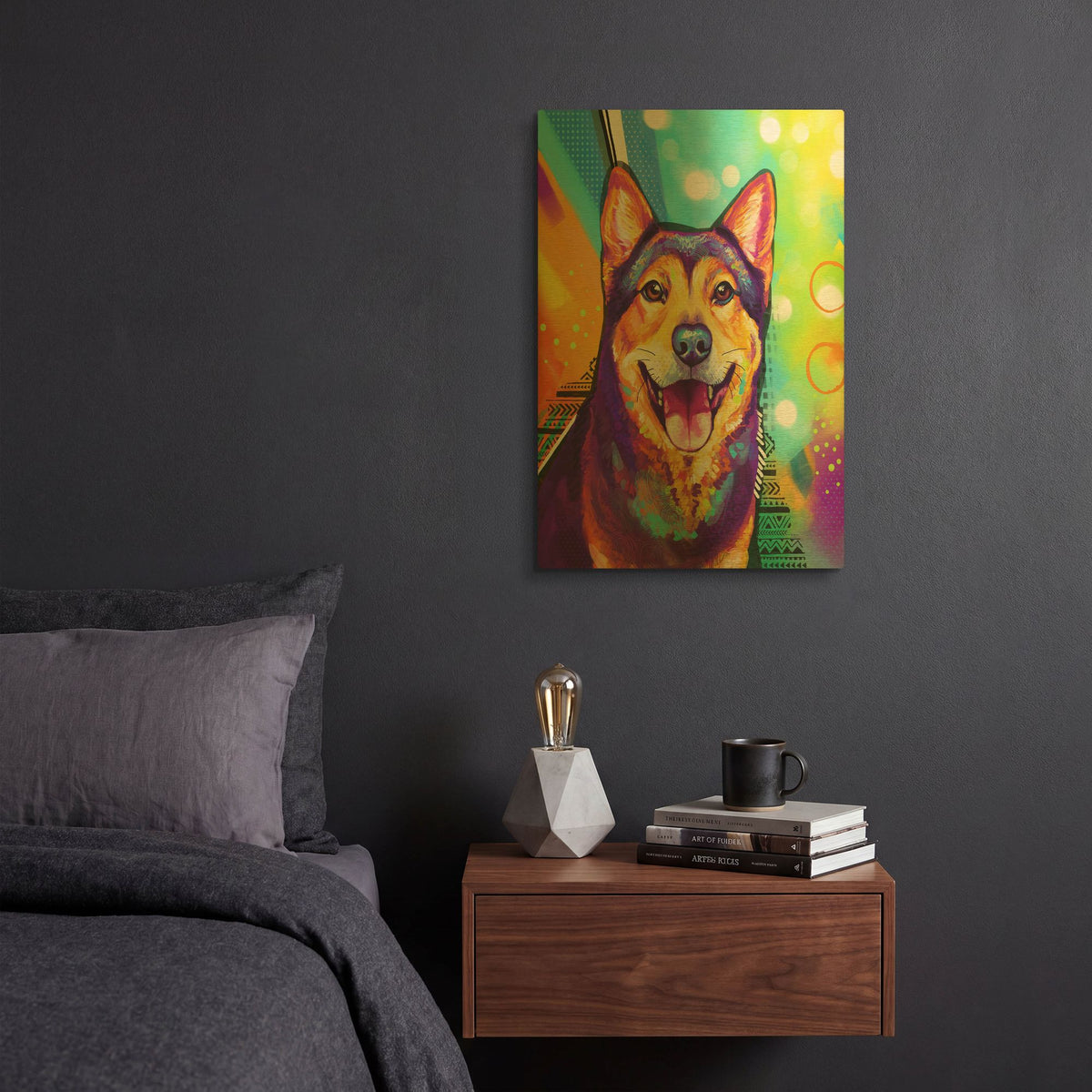 'Pop Art Akita' By Furbaby Affiliates Gold Metal Wall Art